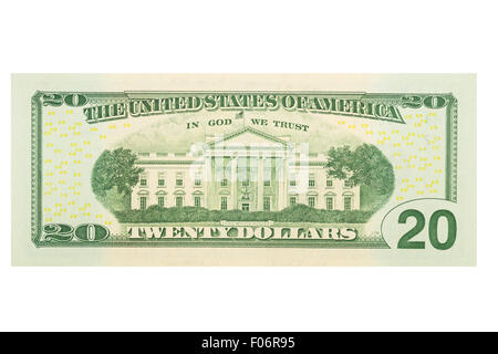 American twenty us dollar note on a white background Stock Photo