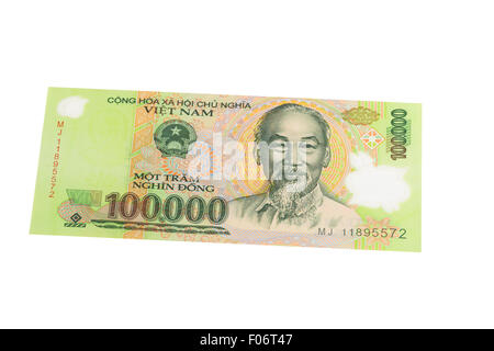 One hundred thousand vietnamese Dong banknote on a white background Stock Photo