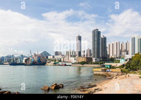 A beach in Yau Tong area in Kowloon, Hong Kong Stock Photo