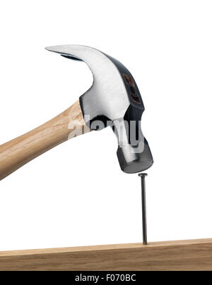 Isolated Hammer with Steel nail Stock Photo