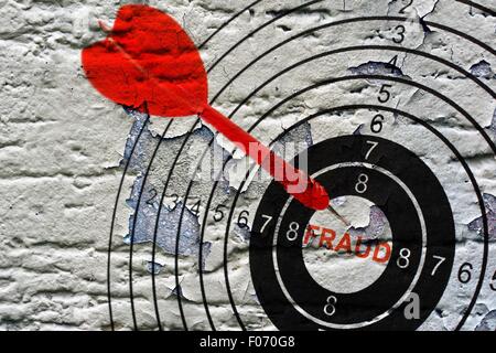 Fraud target on grunge background Stock Photo