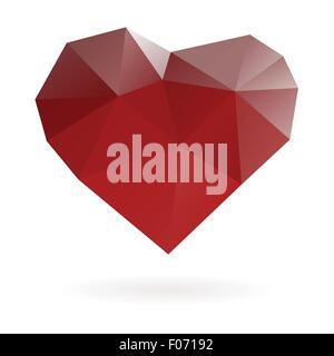 Abstract red heart symbol low poly vector gradient illustration. Stock Vector