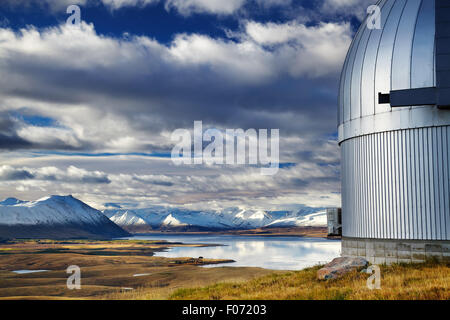 View from Mount John Observatory, Lake Tekapo, Mackenzie Country, New Zealand Stock Photo