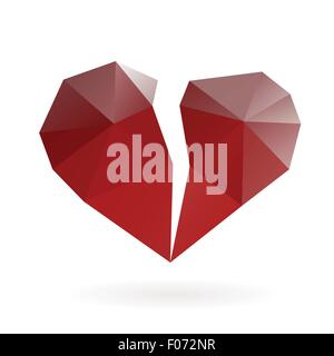 Abstract broken heart low poly design vector gradient illustration. Stock Vector