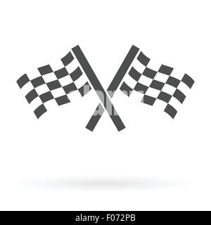 crossed autosport finish flags icon isolated design vector illustration Stock Vector