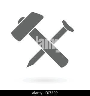 Crossed hammer and nail icon design as construction industry vector illustration. Stock Vector