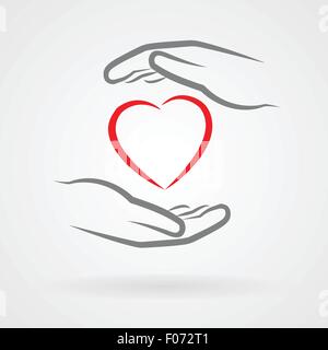 Hands with heart symbol icon as love concept vector illustration Stock Vector