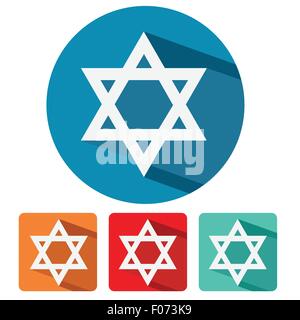 Judaism star of david flat design icon vector illustration. Stock Vector