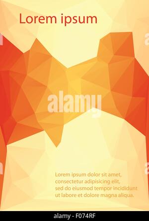 Red orange letterhead low poly style vector illustration. Stock Vector