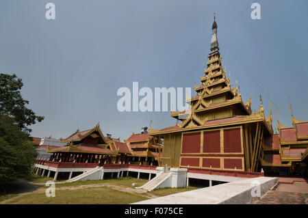 ASIA, MYANMAR (BURMA), Mandalay, Royal Palace (originally built by King Mindon between 1857-59, rebuilt 1990s), Entrance pagoda Stock Photo