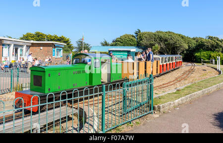 Littlehampton Miniature Railway train at Norfolk Gardens Station, Sea Road, Littlehampton, West Sussex, England, UK. Stock Photo