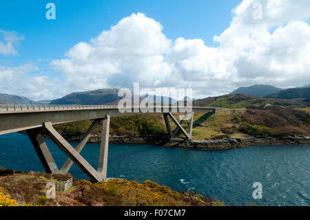 The Kylesku Bridge crossing over Loch a' Chàirn Bhàin, near Kylestrome, Sutherland, Scotland, UK. Stock Photo