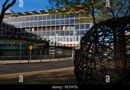 Universal Links on Human Life - Amnesty International Eternal Flame, Outside Busarus (1953), Store Street- Amien Street, Dublin City, Ireland Stock Photo