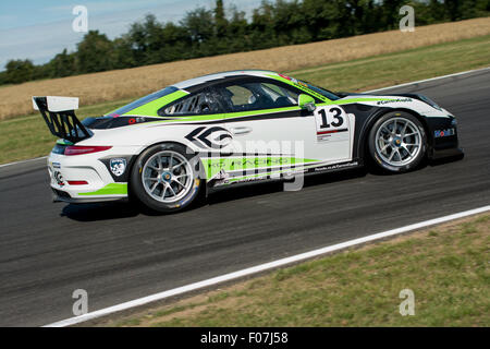 Norwich, Norfolk, UK. 9th Aug, 2015. Tautvydas Barstys from Lithuania and Juta Racing Porsche 911 GT3 Cup drives during the Porsche Carrera Cup GB at Snetterton Circuit on August 9, 2015 in NORWICH, NORFOLK, UNITED KINGDOM Credit:  Gergo Toth/Alamy Live News Stock Photo