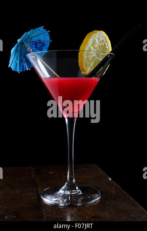 Cocktail, glass of cockail on black and white bacgrounk, isolated, photo on studio Stock Photo