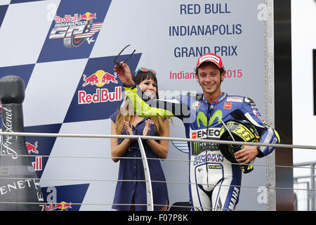 Indianapolis, Indiana, USA. 9th Aug, 2015. Moto GP at Indianapolis Motor speedway podium with VALENTINO ROSSI Credit:  Antony Lawrence/ZUMA Wire/Alamy Live News Stock Photo