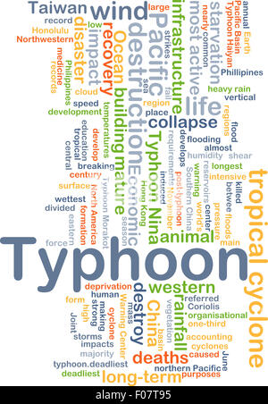 Background concept wordcloud illustration of typhoon Stock Photo