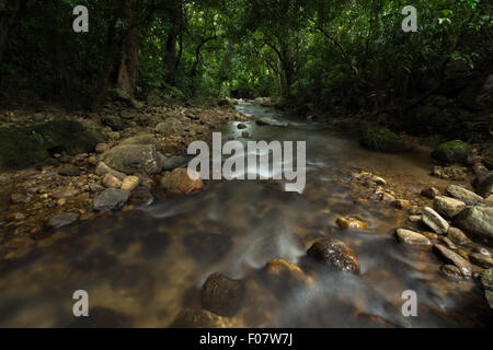 Rocky river inside Vazhvanthol waterfalls, Thiruvananthapuram,Kerala, India, South asia, Asia, South India Stock Photo