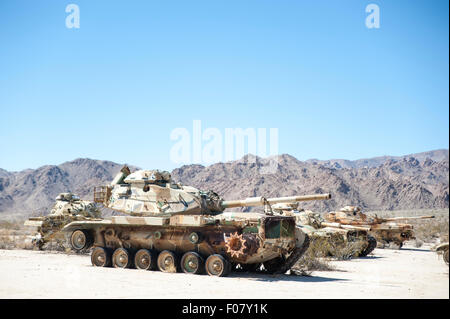 Tank graveyard at the General Patton Museum, Chiriaco Summit, California, USA Stock Photo