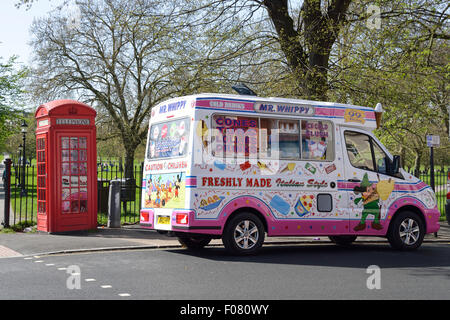 'Mr Whippy' ice cream van outside Primrose Hill, London Borough of Camden, London, England, United Kingdom Stock Photo