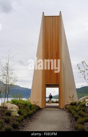 Great Pyramid wooden sculpture on the banks of Loch Lomand at Inveruglas, Scotland Stock Photo