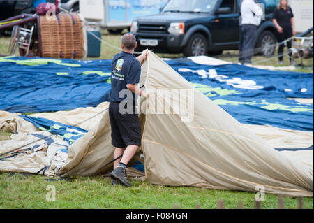 hot air balloon being prepared for flight Stock Photo