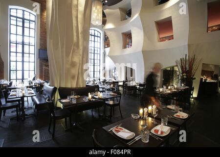 Tables laid in restaurant, Germany Stock Photo