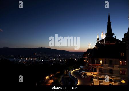 View of Hotel Dolder Grand overlooking Zurich, Switzerland Stock Photo