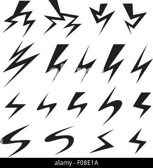 Set of Lightning bolt icon. Isolated vector object Stock Vector