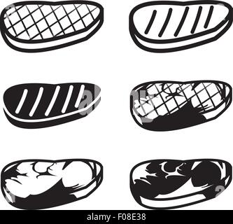 Set of grilled meat vector icon Stock Vector