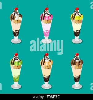 Set of Ice cream Parfait Stock Vector