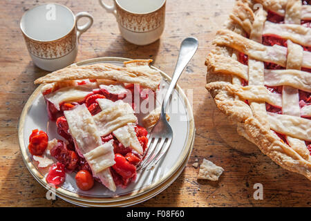 slice of cherry pie Stock Photo