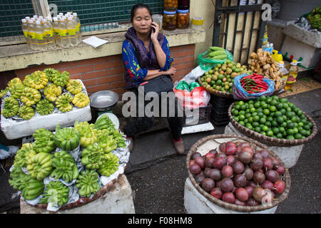 Fruit and vegetable stall in downtown Hanoi. Stock Photo