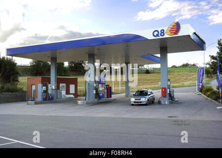 Q8 gas station in Luxembourg.  Fuel prices in Luxembourg are significantly lower than in neighboring countries Stock Photo