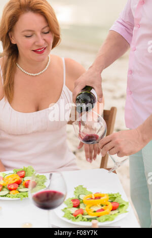 Sommelier demonstrating red wine Stock Photo
