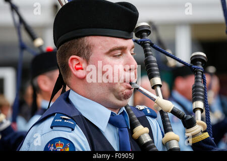 Glasgow, Scotland, UK. 10th Aug, 2015. One of the world's biggest and most prestigious Piping Festivals began today in Glasgow. The festival attracts Pipe Bands from around the world and ends with the World Pipe band Championships on Saturday 15 August. Credit:  Findlay/Alamy Live News Stock Photo