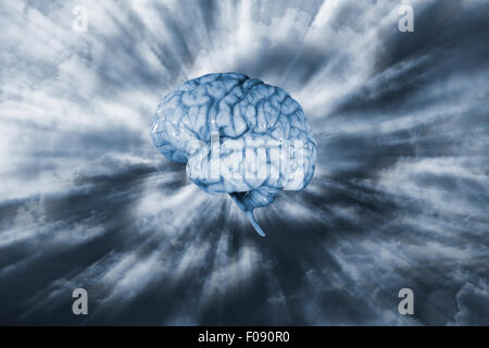artificial intelligence, human brain and exploading universe Stock Photo