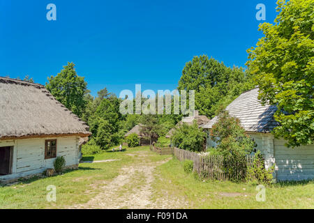 Old village in Tokarnia open-air museum, Poland Stock Photo