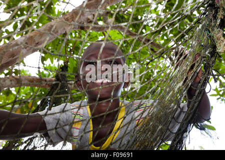 Child of Telina Island, Marovo Lagoon, Solomon Islands Stock Photo