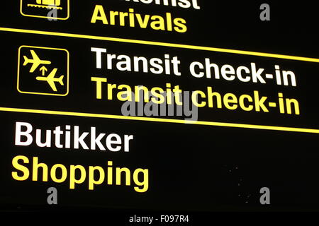 Airport signs in Copenhagen Stock Photo