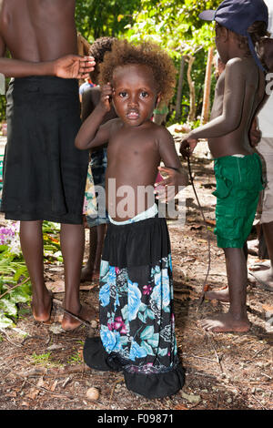 Children of Telina Island, Marovo Lagoon, Solomon Islands Stock Photo