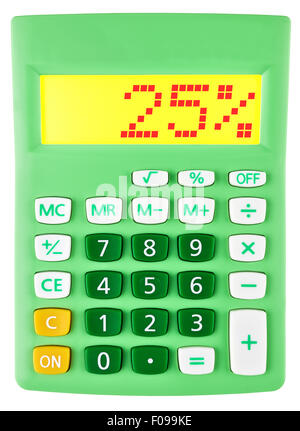 Calculator with 25 on display on white background Stock Photo