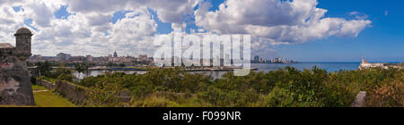 Horizontal (3 picture stitch) panoramic view of Havana, Cuba. Stock Photo