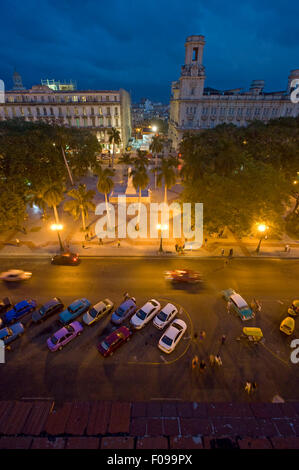 Vertical aerial street view of Parque Centrale in Havana, Cuba. Stock Photo