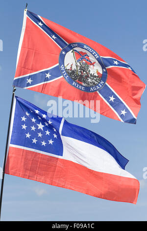American Flags flying Stock Photo