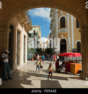 Square streetview in Havana, Cuba. Stock Photo