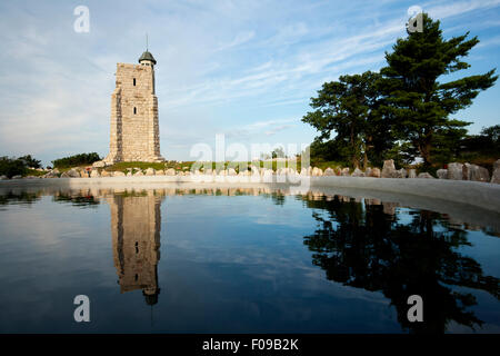 Skytop Tower Reflections - Mohonk Mountain House, New Paltz, Hudson Valley, New York, USA Stock Photo