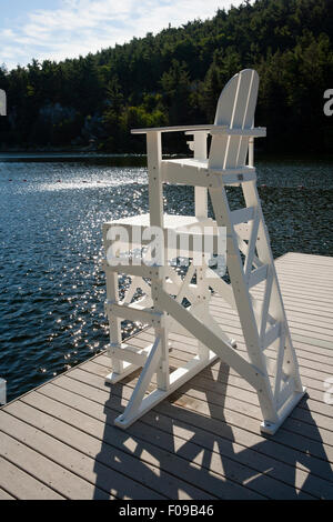 Lifeguard Stand at Lake Mohonk - Mohonk Mountain House, New Paltz, Hudson Valley, New York, USA Stock Photo