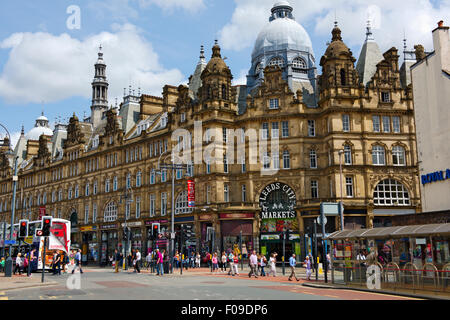 Leeds City Kirkgate Markets building, Vicar Lane entrance Leeds, UK. Largest covered market in Europe.