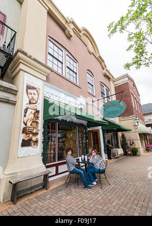 Shops in Grand Village, a boutique shopping center with a southern, Antebellum style in Branson, MO. Stock Photo